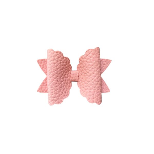 Cute Pink Textured Leatherette Hair Bow