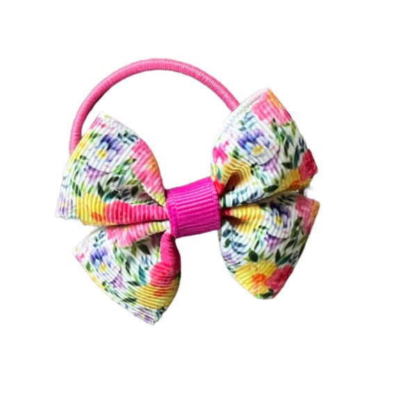 Pink Floral Double Bow - Bobble Bow