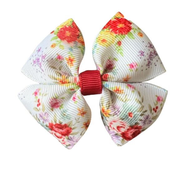 Red Floral Double Bow 1.5"