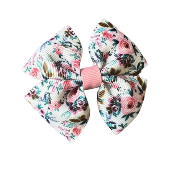 Pink Floral Double Bow 1.5"