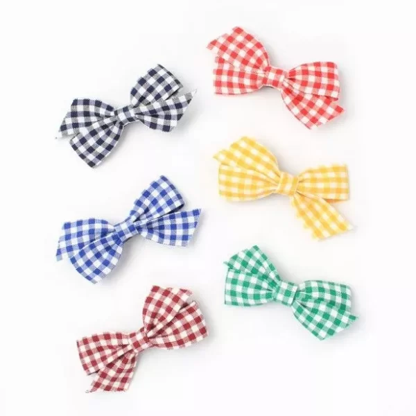 Gingham Traditional Gingham Fabric Bow Clip