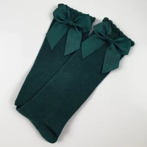Emerald Green Knee Socks With Bow - (Personalise Me)