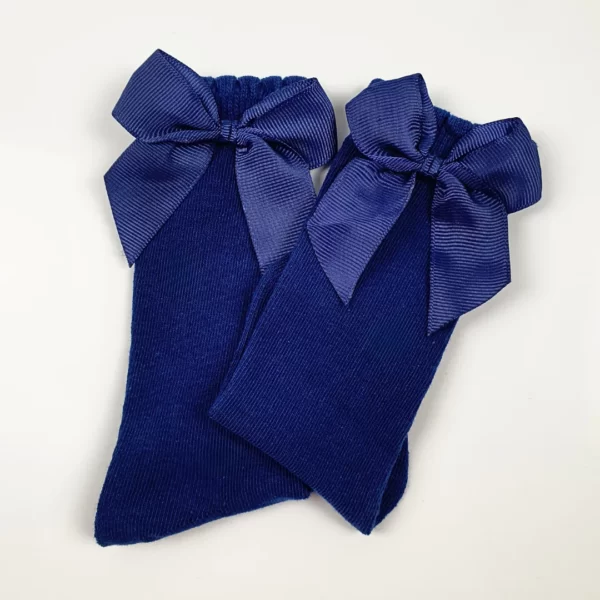 Navy Knee Socks With Bow - (Personalise Me)