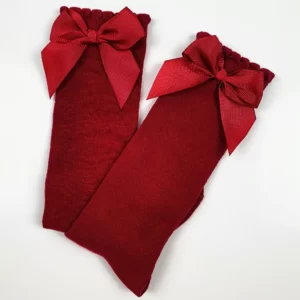 Red Kids Knee Socks With Bow - (Personalise Me)